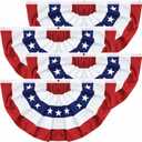 4th of July Patriotic Bunting Flag, Pleated Fan American Flag Banner, Red White Blue Independence Day Decorations for Outdoor Indoor Porch Yard Fence Memorial Day Party Decor (3 X 6 Feet, 4 Pack)