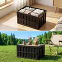 3 Pack 50L Black Collapsible Storage Crate Wooden Lid Stackable Bin for Garage RV Car