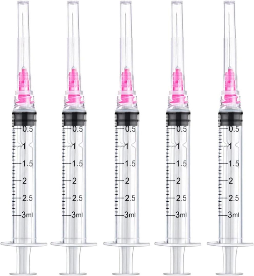 Disposable Syringes 3 ML Luer Lock Design Sterile and Individually Packaged With Tip Caps 50 Count Box
