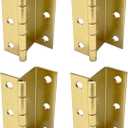 QCAA Three Fold Shutter Hinge, Half Surface for Shutter, Cabinet, Furniture, 2-1/2" x 1.2mm, Brass Plated, Made in Taiwan, 4 Pack