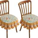 Patdrea Pack of 2 Chair Cushions for Dining Chairs with Ruffled, Floral Birds Seat Cushion with Ties,Removable,Non Slip Chair Pads Decor for Bar Stool Cushions, Indoor Kitchen Chairs, 17.7"x17.7"