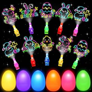 24 Pack Easter Party Favors for Kids, Easter Finger Lights Easter Basket Stuffers for Kid, Easter Egg Hunt Filling Treats Easter Basket Stuffers for Toddler Teens Boys Girls