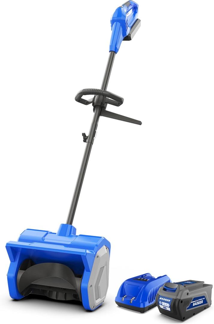 Wild Badger Power 40V Cordless Snow Shovel, 12" Brushless, 20 FT Throw, 8" Depth, 4.0Ah Battery & Fast Charger Included, for Steps, Porches, Walkways & Driveways