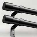 2 Pack Heavy Duty Curtain Rods for Windows 48 to 84 Inch, 1 Inch Black Curtain Rods Set of 2 Pack for Outdoor, Farmhouse, Bedroom, Adjustable Easy Install Drapery Rod (A2,Black,30"-90"-2Pack)