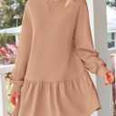 PRETTYGARDEN Womens Patchwork Sweatshirt Dress 2025 Fall Casual Long Sleeve Crewneck Pullover Cute Babydoll Mini Dresses (Nude Pink, Large)