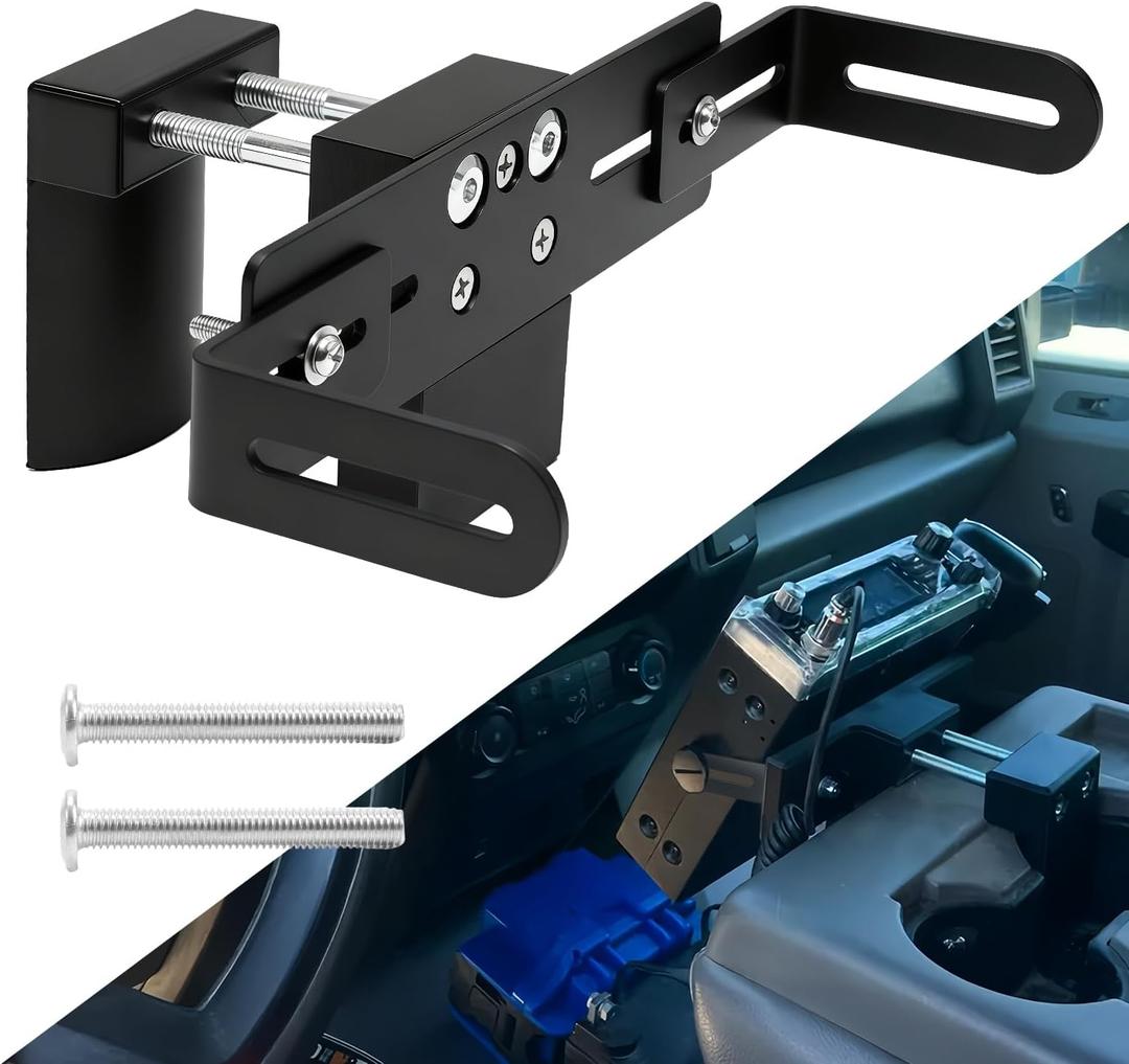 Upgrade Adjustable Cup Holder RadioMount - Clamping Mount, Drinks Cup Holder Mount CB Radio Mounting Brackets Fit for Ham CB Pro Satellite Radio & All Universal 2 Hole fit AMPS Pattern mounting Device