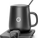 Coffee Cup Warmer & iKago Mug Set, 1℉ Precise Temp Control Mug Warmer | Auto Shut Off, Infrared Sensor, Dual Temp Display, ℉/℃ Optional, 15oz Mug with Spoon & Lid Included, Gifts for Men Women