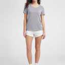 ODODOS Women's Short Sleeve T-Shirts with Pocket - Ultra Soft Relaxed Tee Casual Lounge Yoga Tops, Light Gray, Small