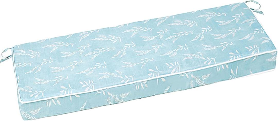 Outdoor Bench Cushion Waterproof, Bench Cushions for Outdoor Furniture, Patio Porch Swing Replacement Seat Pad with Ties for Garden Backyard, 60 x 18 Inch Willow Leaf Flowers