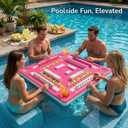 Floating Mahjong Table for Pool,32×32in Pool Float Game Board for Mahjong Poker Dominoes,Hot Tub Float Table with Tile Racks and Cup Holders for Adults,Summer Pool Party Accessories (Pink Lemon), 31.5 x 31.5 x 2.0 inches