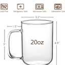 Glass Coffee Mugs, 20 oz Ice coffee cups, Large Clear Tea Cups Set of 2, Glass Mugs with Handles, Glass Cups for Latte, Cappuccino, and Tea