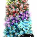 HOLLO STAR 5 ft Prelit Christmas Tree with 233 LED Lights, App Control, Slim Pencil Christmas Tree, Multi-Color RGBW Lights, 588 Flocked Frosted Tips, Xmas Tree, 51 Pine Cones, for Home, Party