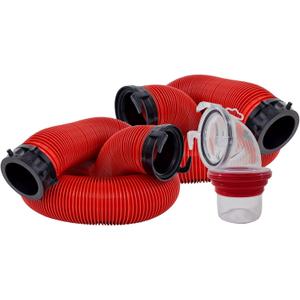 Valterra EZ Coupler 20-Foot RV Sewer Hose Kit for RV Camper, Includes 2 Attachable 10-Foot Hoses with Rotating Fittings and 90 Degree Clearview Sewer Adapter (20 Ft Kit)