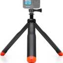 SOONSUN 4in1 Floating Selfie Stick Tripod for GoPro Hero 13 12 11 10 9 8 7 6 5 4 3, Max, AKASO, Osmo Action 3/4/5 Pro Camera - As Waterproof Extension Monopod Pole Floating Handle Grip Tripod Stand (Red)