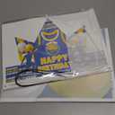 Allenjoy Blue and Gold Basketball Team Birthday Party Supplies Sets - 1pc 59" x 35" Backdrop, 2pcs Paper Headwear, 8pcs Photo Booth Props