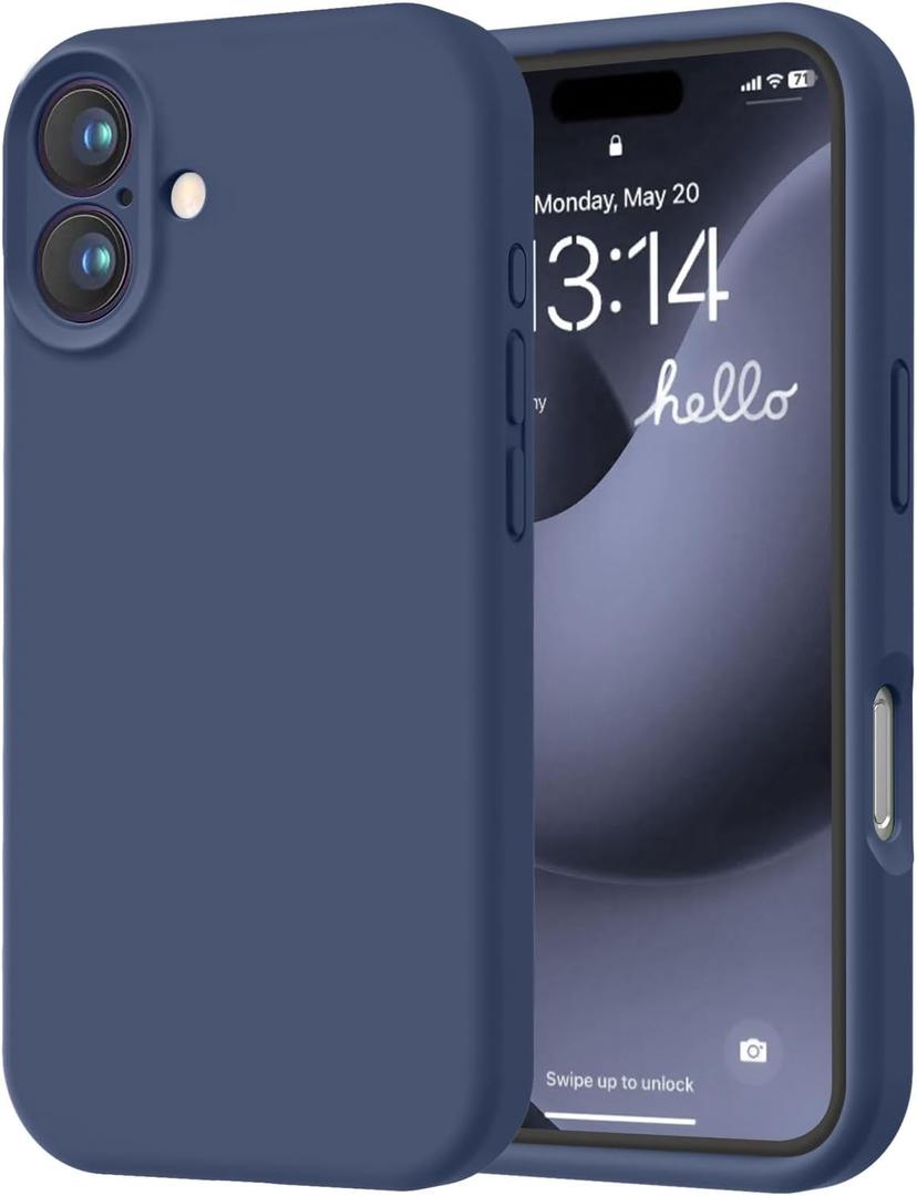 LOVE 3000 Designed for iPhone 16 Case, Premium Silicone with [Soft Anti-Scratch Microfiber Lining] Shockproof Protective Phone Case for Men Women Girls 6.1", Navy Blue