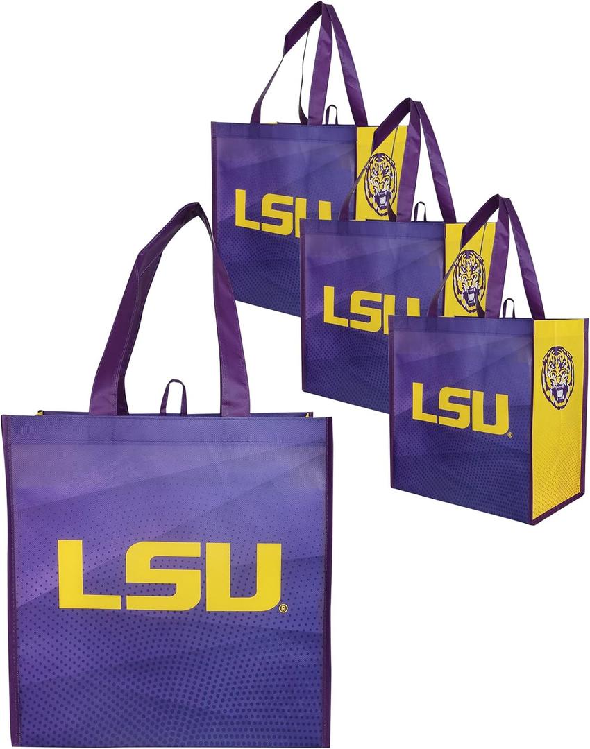 FOCO NCAA Team Logo Reusable Grocery Shopping Bags Totes (4-Pack)