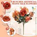 Yunsailing 8 Packs Artificial Peony Flowers Faux Silk Hydrangea Bouquet Vintage Wedding Home Table for Door Decor Reusable Bouquet of Rose Flowers for Valentine Wedding Birthday Party(Dark Orange)