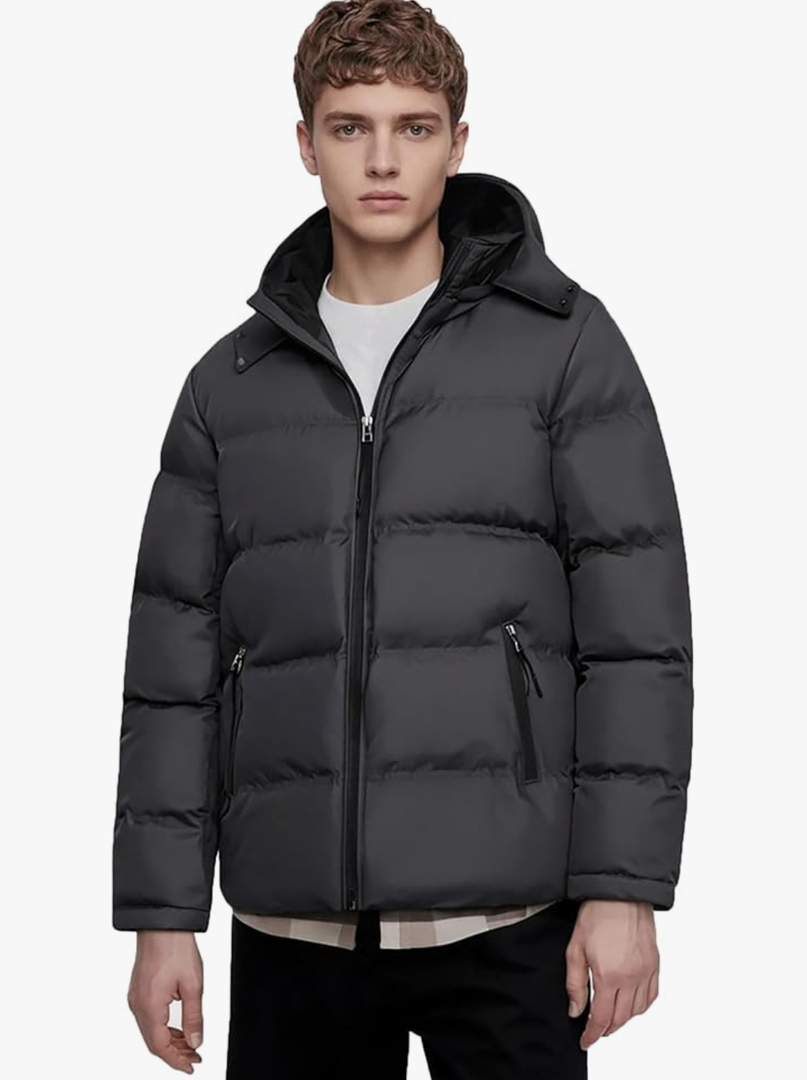 MADHERO Men's Puffer Jacket Water-Resistant Insulated Down Alternative Outerwear Coats, Size XL