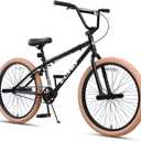 cubsala Echo 24 Inch Beginner BMX Bike for Boys Girls, Black & Brown