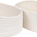 CubesLand Cube Shelf Closet Storage Baskets Bins,Woven Basket for Organizing/Storage,Long-lasting &Skin-friendly Toy Storage Basket Bin,Stylish Room Decor Basket,Off White Cotton Rope Basket 2 Packs