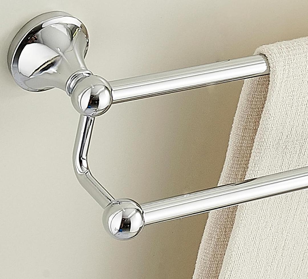 Antique Bathroom Double Towel Bar Chrome, 24 Inch Towel Racks for Bathroom Wall Mounted,Bathroom Towel Holder,Bathroom Two Towel Hanger Rod