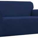 Easy-Going Stretch Loveseat Slipcover 1-Piece Sofa Cover Furniture Protector Couch Soft with Elastic Bottom for Kids Polyester Spandex Jacquard Fabric Small Checks (Loveseat, Navy)