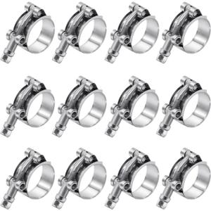 12 Pack 1.5 inch T-Bolt Hose Clamps, Stainless Steel_304 Working Range 44mm-50mm for 1.5" Hose ID, Turbo Intake Intercooler Clamp for Automotive