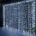 Dazzle Bright 300 LED Curtain String Lights, Christmas Fairy Lights for Bedroom with 8 Lighting Modes, Connectable Waterproof Window Lights Party Wedding Garden Wall Decor, White