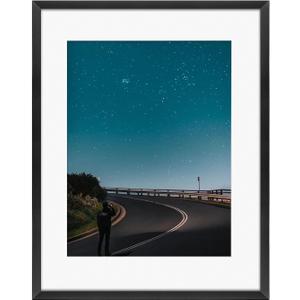 Frametory, 11x14 Aluminum Picture Frame - 11 x 14 Black Frame with Removable Mat for 8.5 x 11 Photo - 14 by 11 Durable Metal Frame with Real Glass - Sawtooth Hanger for Easy Wall Display - 1 Pack
