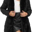 Bellivera Women Faux Leather Winter Trendy Puffer Jacket Water-Resistant Thicken Bubble Coat with Fur Hood and Belt (Coal Black, XL)