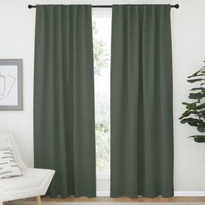 NICETOWN Living Room Blackout Draperies Curtains - (Dark Mallard Color) W52 x L84, 2 Pieces, Room Darkening Window Blackout Drape Panels