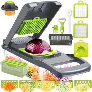 Vegetable Chopper,17 in 1 Kitchen Gadgets Accessories,Food Salad Chopper Vegetable Cutter,Mandolin,Onion Veggie Choppers with Container,Vegetable Slicer,Dicer Chopper Box for Fruit,Potato,Tomato