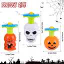 DERAYEE Halloween Basket Stuffers for Kids, 3PCS LED Pumpkin Skull Light Up Spinning Tops Halloween Spinning Toys Gifts for Halloween Party Favors Goodie Bag Fillers Classroom Rewards