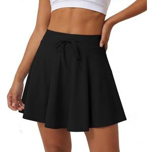 Caracilia Women's Athletic Tennis Skort, Drawstring High Waisted Built-in Shorts, Casual Skirt for Summer Daily Wear & Sports XL