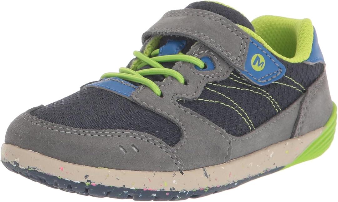 Merrell Bare Steps A83 Sneaker, Navy/ Green, 7.5 US Unisex Little Kid