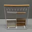 DreamGenius Jewelry Organizer Stand with Velvet Ring Holder, 4 Tier Jewelry Holder Organizer with 15 Hooks for Necklaces and 16 Holes for Earrings, White (Medium)