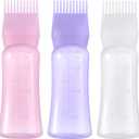 Root Comb Applicator Bottle 6 Ounce Hair Oil Applicator for Hair Dye, Hair Oiler Comb Bottle with Graduated Scale (Multicolor)