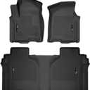 Husky Liners Weatherbeater Floor Mats | Fits 2019 - 2024 Chevrolet Silverado & GMC Sierra 1500; 2020-2024 Silv./Sierra 2500/3500 Crew Cab w/Carpet & Underseat Stg | Front & 2nd Row, 3-pc Black - 94021