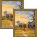 Eletecpro 11x14 Vintage Picture Frame, Glass Cover, Gold, 2-Pack