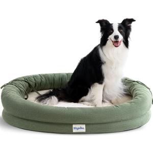 Orthopedic Dog Bed for Large Dogs, Pet Sofa Bed with Egg Crate Foam, 4-Sided Bolster, Removable Washable Cover & Anti-Slip Bottom, X-Large Calliste Green