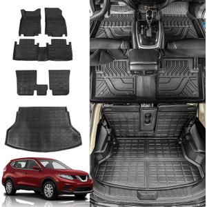 Rongtaod Floor Mats Compatible with 2014-2020 Nissan Rogue Trunk Liner Cargo Liner Cargo Mat All Weather Back Seat Cover Protector 2019 Nissan Rogue Accessories (Backrest Mats+Trunk Mat+Floor Mats)