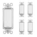 Legrand radiant TM873WCP4 15 Amp Rocker Wall Switch, 3-Way Decorator Light Switches, White (5 Pack)