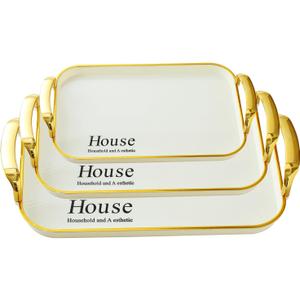 3 Pack Alphabet Serving Platters with Handles 18.3/16.7/14.8 Inch Reusable Large Serving Trays, Party Food Tray, Rectangular White Plates for Dinner, Cookie, Cake, Turkey, Cheese, Fruit, Snack