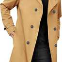 Gafeng Mens Double Breasted Trench Coat Notched Lapel Casual Slim Fit Long Windbreaker Overcoat, Medium