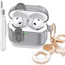 Case for Apple Airpods iPods Pro 3 Cases Cover Clear 2025 Cute Women, VISOOM Cute Air Pods Pro3 Case Clear Transparent Airpods iPods Pro 3rd Gen Protective Cases with Keychain/Lock/Cleaning Kit-Black