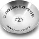 25 Year Anniversary Decorations Gifts for Wife Husband Couple 25th Wedding Anniversary Silver Gifts for Women Men Parents Happy 25th Anniversary 4" Ring Holder Dish Jewelry Tray Christmas Valentines