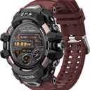 GPS Smart Watch AI Q&A Local Music Playback, GPS Motion Track, SOS Whistle, Compass, Altitude, Dual LED Flashlight, 25-Days Standby, 3ATM Waterproof, Red