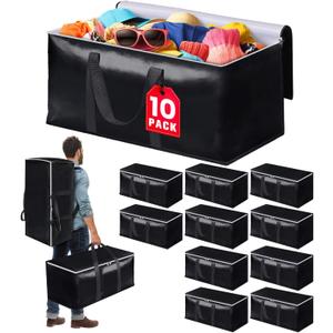 StoreHappily Heavy-Duty & Extra Capacity Moving Bags with Backpack Straps, Storage Totes with Double Zipper & Strong Handles, Packing Bags Alternative to Moving Boxes, Moving Supplies (10 Pack, Black)