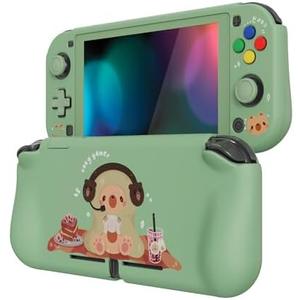 PlayVital ZealProtect Protective Case for Nintendo Switch Lite - Enhanced Grip, for Nintendo Switch lite Ergonomic Hard Shell with Screen Protector, Thumb Grips & Button Caps - Cozy Gamer Bear